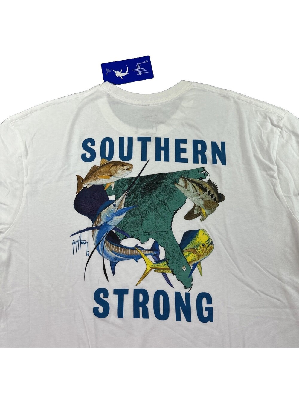 Southern Strong Guy Harvey Mens XL Boat Crew White T-Shirt